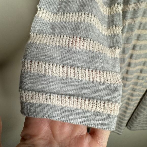 One Grey Day Open Front Long Cardigan - Gray Stripe NWT Size Small - Picture 3 of 7